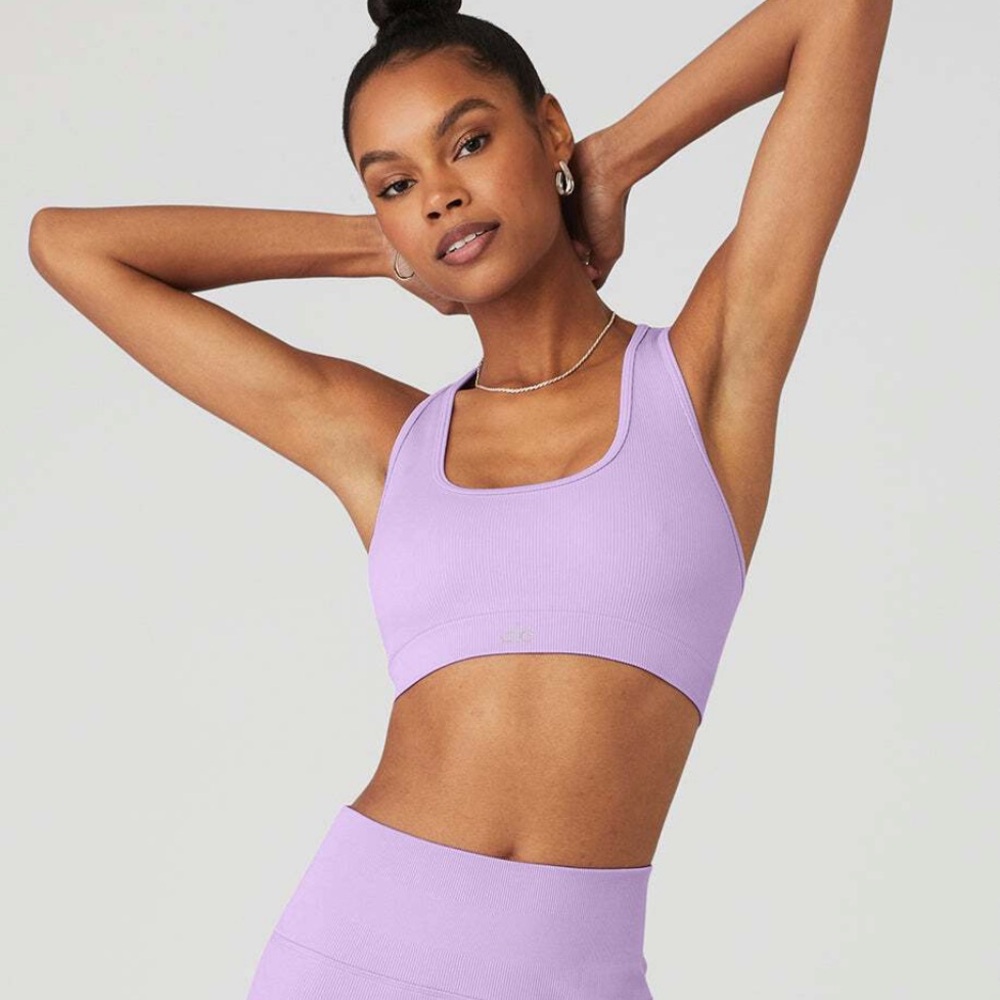 ALO YOGA Seamless Ribbed Bra - Violet Skies